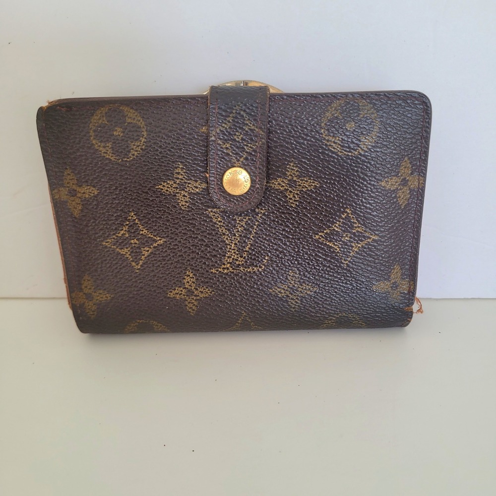 Louis Vuitton Monogram French Purse Wallet Kiss Lock MI0969 Vintage Brown - Picture 2 of 11
